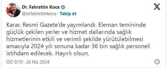 Bakan Koca Personel Twit