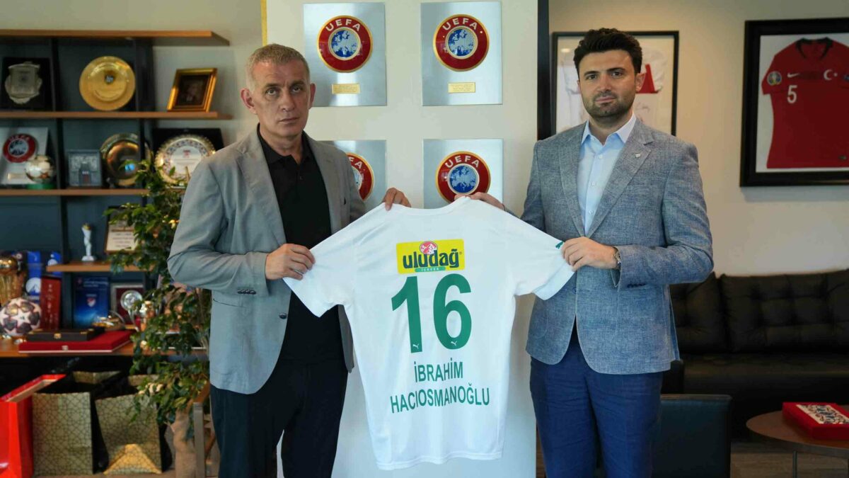 Bursaspor Başkanı Enes Çelik, Başkan İbrahim Hacıosmanoğlu’nu ziyaret etti