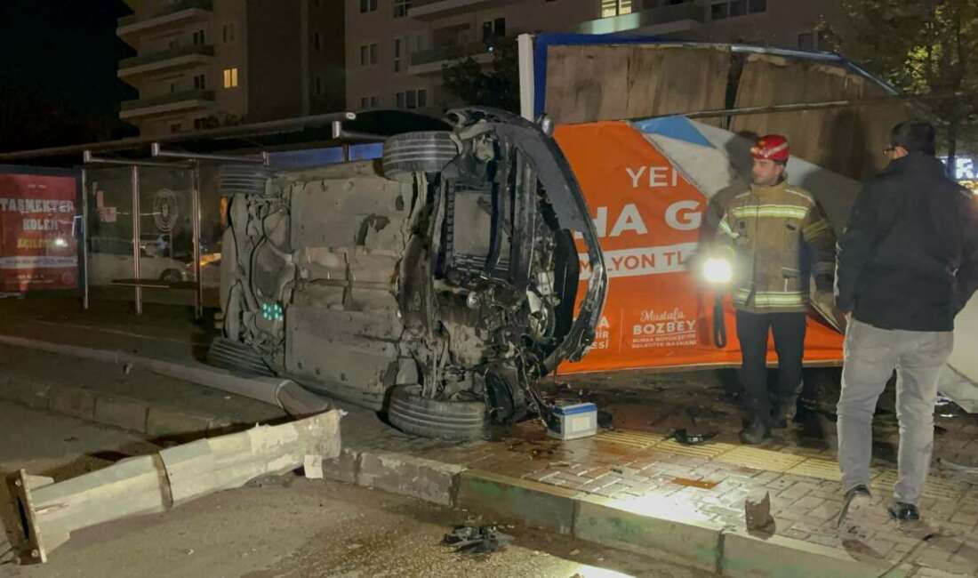 Bursa'da sürücüsünün kontrolünden çıkan